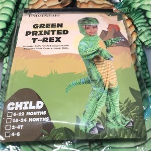 Green printed T-Rex costume child XL 4-6 years old